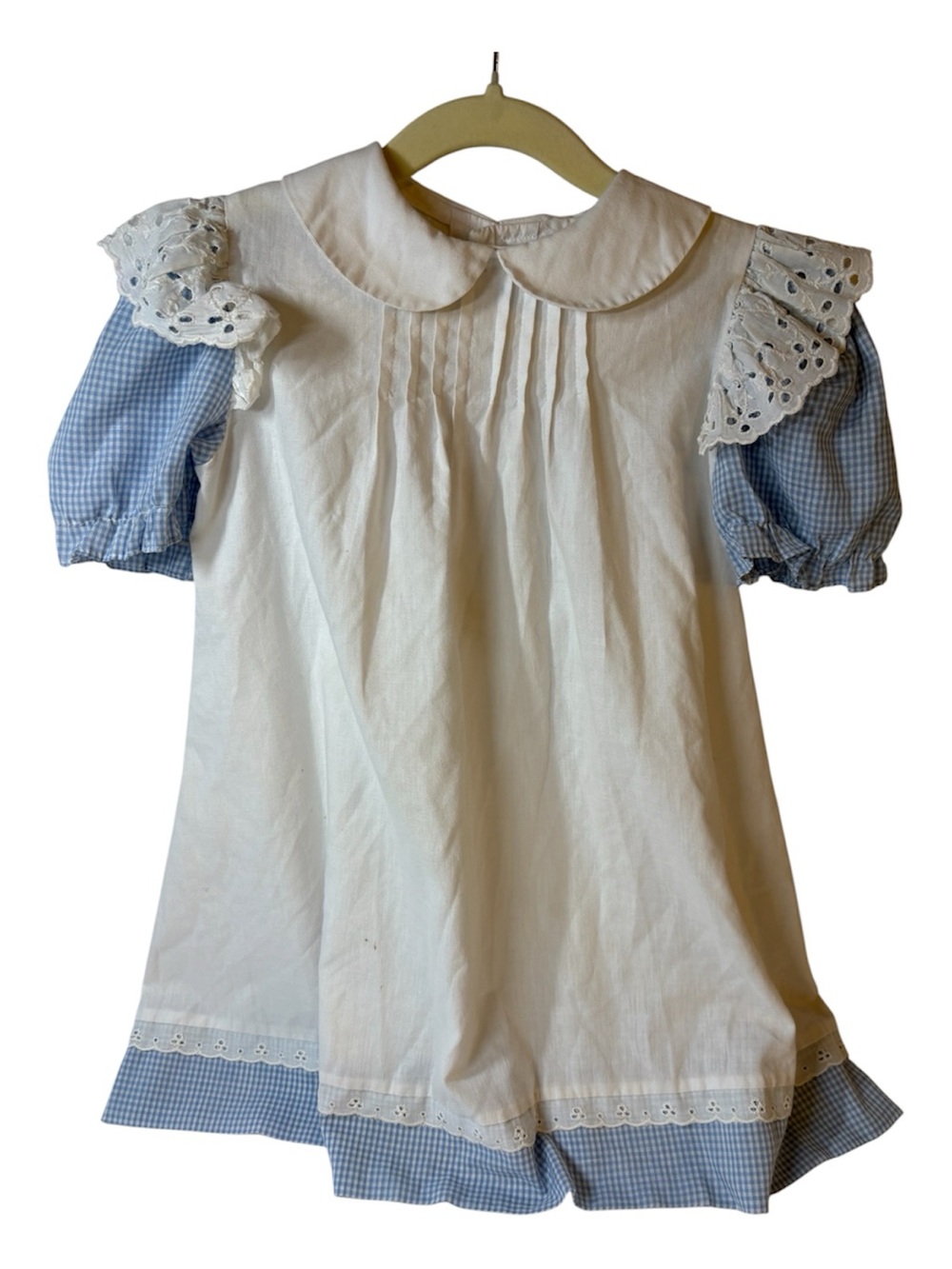 Blue & White Gingham Dress Peter Pan Collar CF9